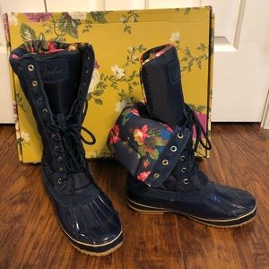 Joules navy/floral Woodhurst duck boots